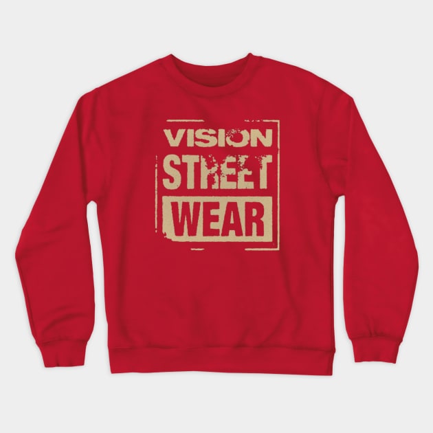 Vision Street Wear Skateboarding Disstresed 1980s Original Aesthetic Tribute 〶 Crewneck Sweatshirt by Terahertz'Cloth